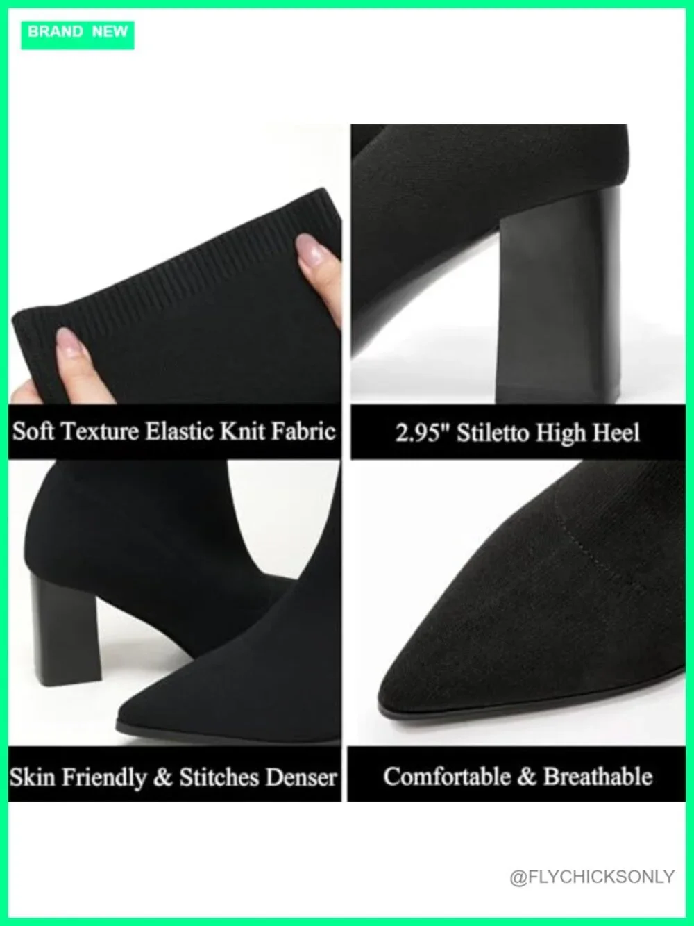 Over the Knee Knit Boots Block High Heel Pull On